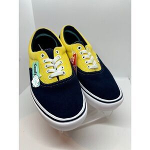 NWOB NEW VANS Navy Yellow Canvas Sneakers ComfyCush Shoes W 8.5 M 7